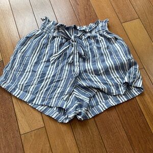 blue and white striped hollister shorts.